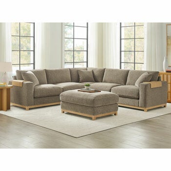 Aiden & Ivy Hawthorne Brown Fabric 4 Piece Corner Sofa