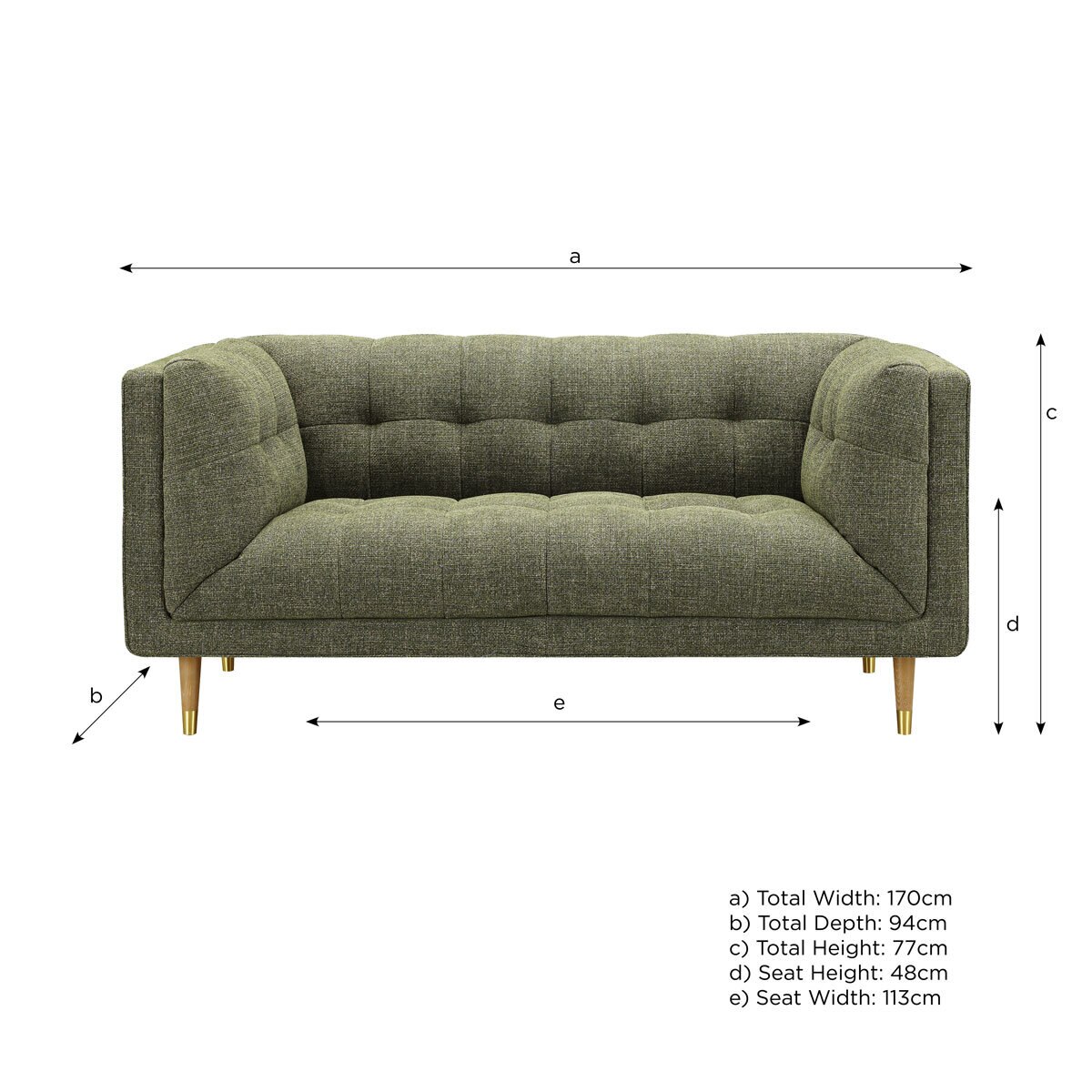 Isla Green Fabric Large 2 Seater Sofa
